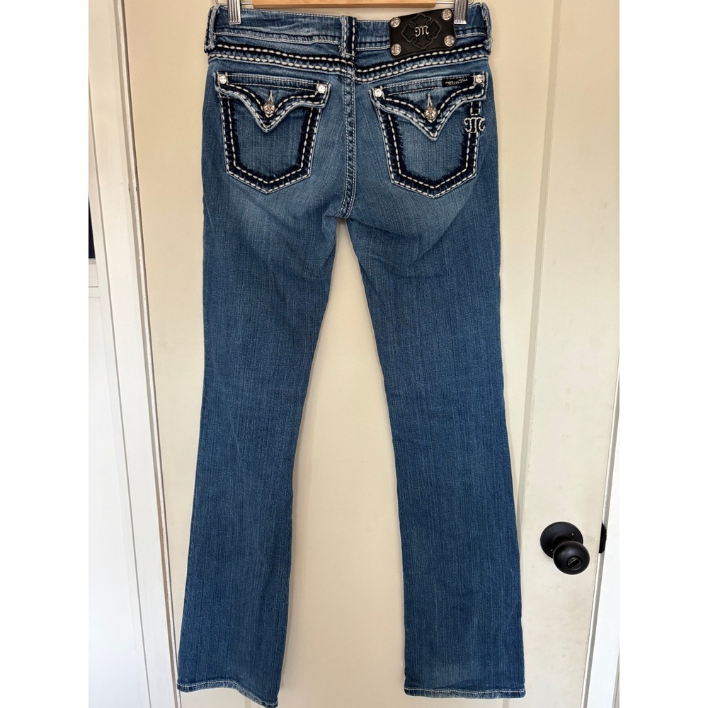 Miss Me JP5014 Boot Jeans Size 28 EUC rhinestones thick stitching - Picture 5 of 8